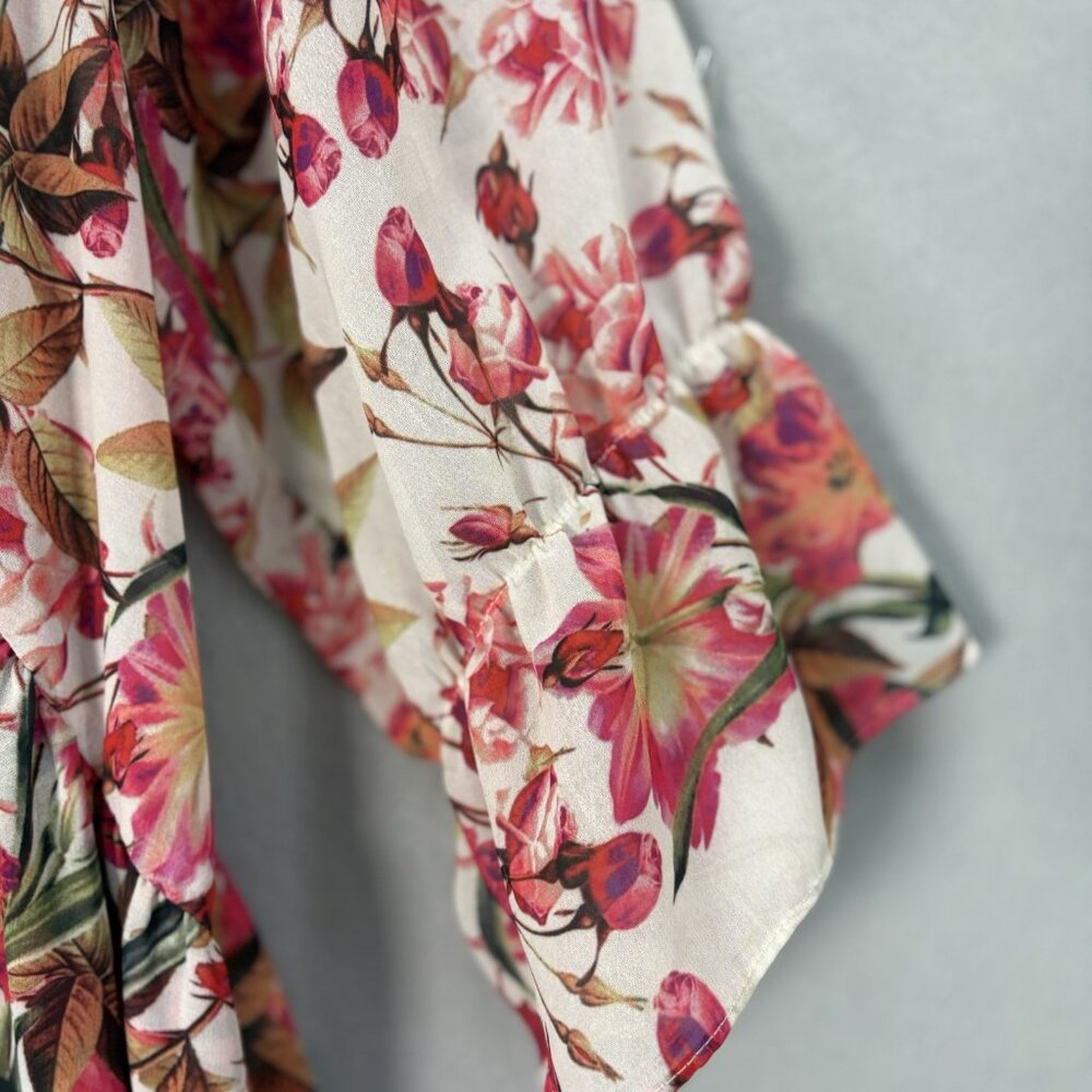 Gianni Bini Chiffon V Neck Shift Dress Wava Sz Medium Poppy Floral Print, Boho‎ - Picture 3 of 15